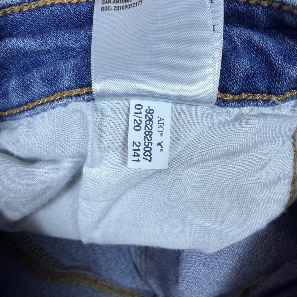 American Eagle Jegging Womens 12 Long Blue Super Stretch Distressed High Rise - Picture 10 of 10